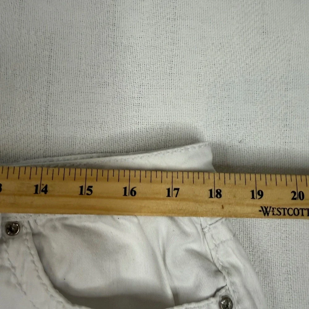 Earl Jean Womens White Denim Embroidered Back Pocket Stretch Shorts Size 14